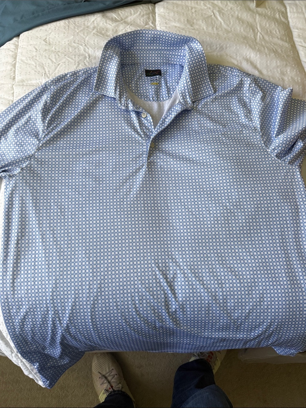 Greg Norman Collection Light Blue Patterned Polo